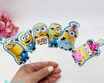 Minions Cupcake Toppers: Handgemachte Party Kuchen Dekoration (12 Stück)