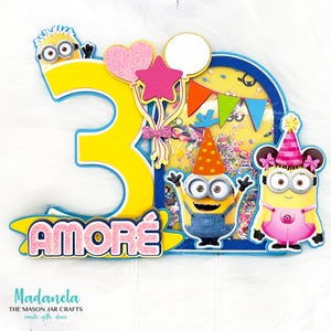 Minions Cake Topper, Minion Girl Topper, Minions Shaker Cake Topper, 3D Minions Cake Decorations, Minions Party Decorations Personalized