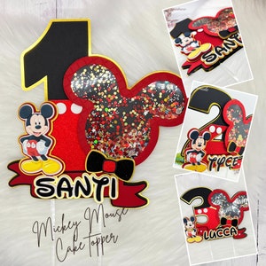 Mickey Mouse Cake Topper With Shaker, Disney Party Mickey Mouse First Birthday, Mickey Party Decor, Mickey Birthday Decorations Cake Topper.