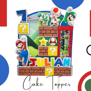 Super Mario Cake Topper: Personalized 3D Shaker, Birthday Party Decor