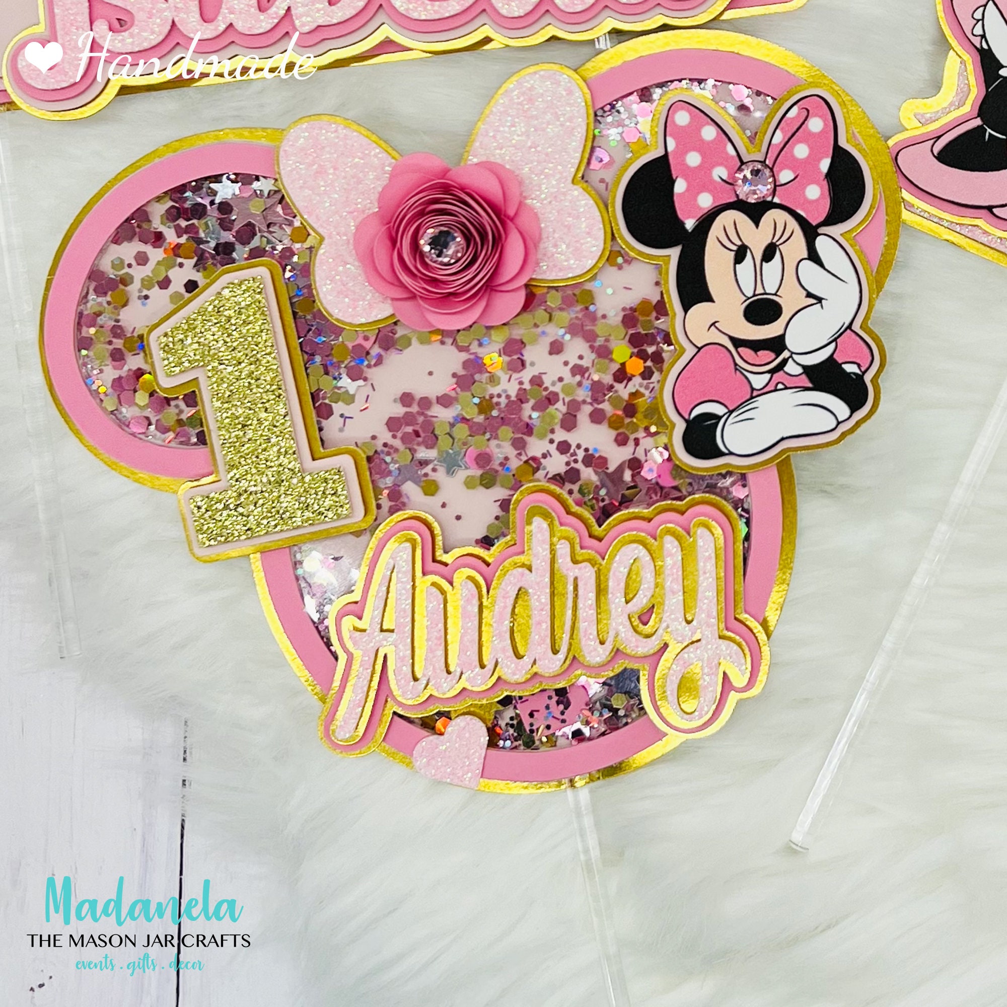 Minnie Mouse Cake Topper Shaker Cake Topper Minnie Cake Etsy