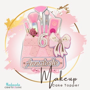 Makeup Cake Topper, Makeup Party Decorations, Spa Cake Topper, Glam Cake Topper, Spa Birthday Cake topper