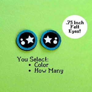 3/4 Inch Felt Eyes - Amigurumi Eyes - Glitter Eyes - Kawaii Eyes - Anime Eyes Crochet Eyes Safety Eyes Craft Eyes Stuffed Animal Eyes Hygge