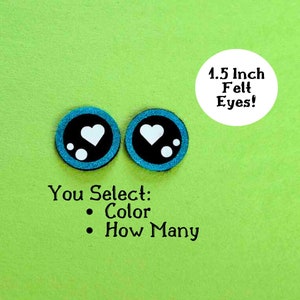1.5 Inch Felt Eyes - Amigurumi Eyes - Glitter Eyes - Kawaii Eyes - Anime Eyes Crochet Eyes Safety Eyes Craft Eyes Stuffed Animal Eyes Hygge