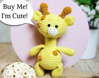 Crochet Baby Rattle Giraffe Gift - Giraffe Decor - Safari Nursery Decor - Giraffe Baby Shower Gift for Girls, Montessori Baby Toys, Newborn