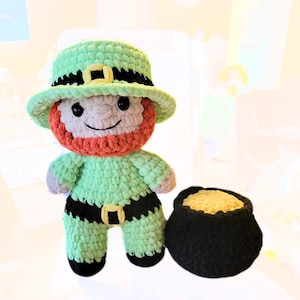 Leprechaun Plushie - Irish Leprechaun Stuffed Animal Leprechaun Doll St Patricks Day Decor St Pattys St Paddys Gift Present Hat Pot of Gold