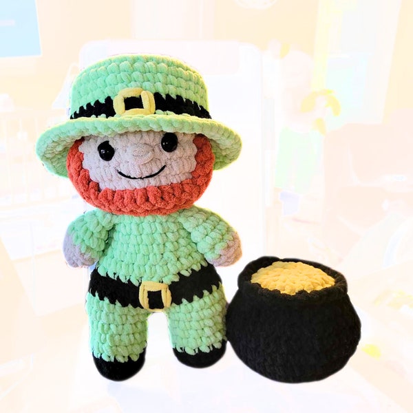 Leprechaun Plushie - Irlandais Leprechaun Peluche Animal Leprechaun Poupée St Patricks Day Décor St Pattys St Paddys Cadeau Chapeau Pot d’Or