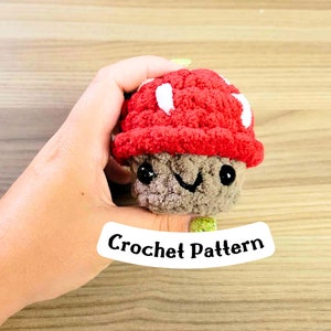 No Sew Crochet Mushroom Pattern - Quick and Easy Beginner Friendly Toadstool Crochet Pattern, Amigurumi Mushroom Plushie, Spore Plush