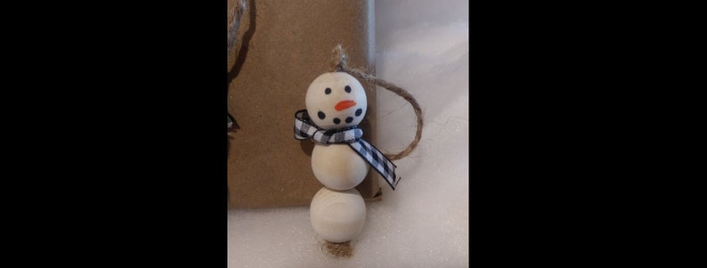 Wood Bead Snowman Christmas Gift Charms Tags