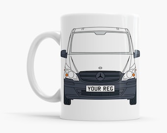 Mercedes Vito Camper Van Mug | Multiple Colours | Personalised Reg Plate | Campervan Gift