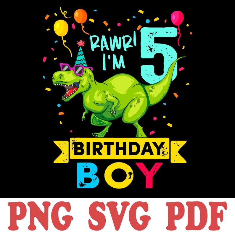 Download 5 Year Old svg 5th Birthday Boy T Rex Dinosaur svg 5th | Etsy