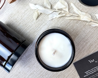 Amber Glass Candle |  Natural Coconut & Soy Wax | Vegan and Eco Friendly