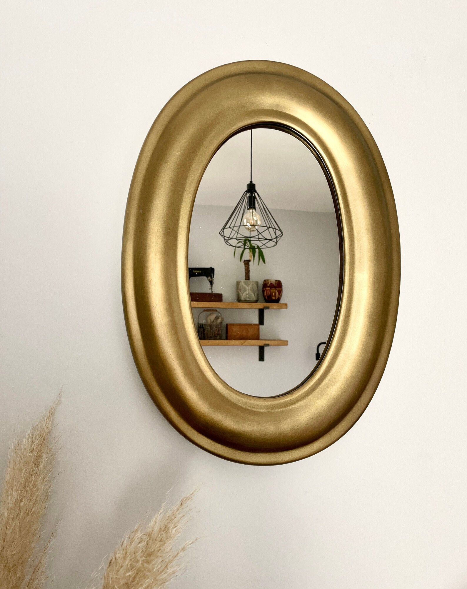 Gold / Brass Oval Mirror Antique Style Rustic Distressed Etsy