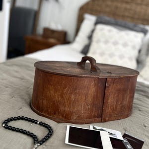 Vintage Wooden Sewing Box – Rustic Storage & Home Decor - Antique Keepsake Memory Box
