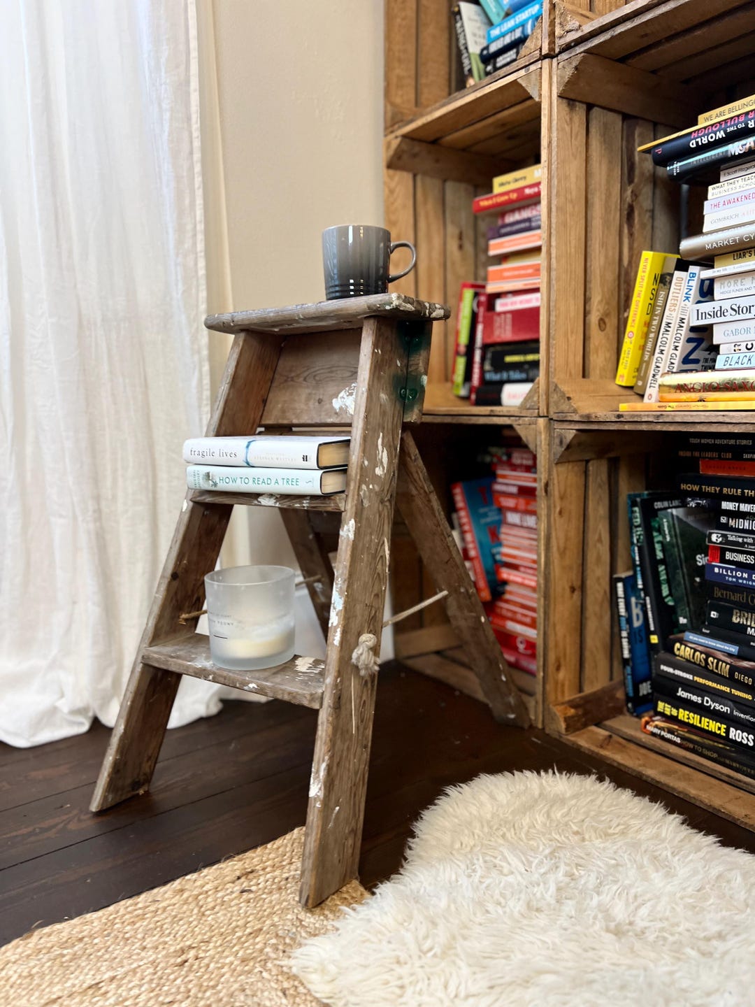 Rustic Vintage Wooden Step Ladder | Plant Stand | Side Table | Antique ...
