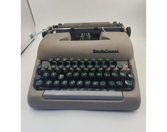 Vintage 50s Smith-Corona Sterling Portable Typewriter Green Keys