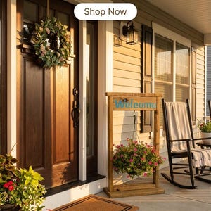 Wooden Welcome Hanging Flower Pot Holder Stand