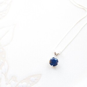 Deep Blue Sapphire Necklace Silver Box Chain Dark Blue Sapphire Real Sapphire September Birthstone Genuine Sapphire Dark Sapphire image 5