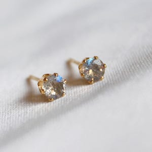 Labradorite Stud Earrings | Real Gemstone Studs | Genuine Labradorite | Small Labradorite Earrings | 14k Gold Filled | Sterling Silver