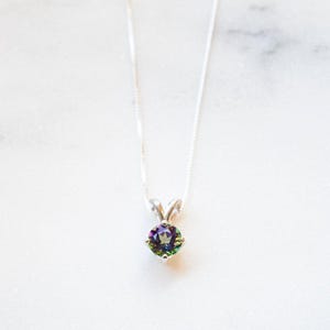 Mystic Topaz Necklace with Sterling Silver Box Chain | Mystic Topaz Pendant | Mystic Topaz Jewelry | November Birthstone | Mystic Fire Topaz