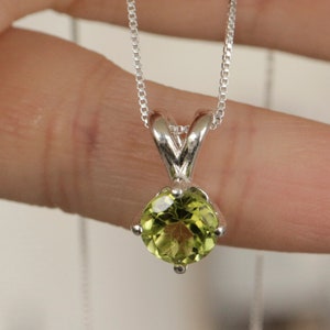 Peridot Necklace with Sterling Silver Box Chain | August Birthstone | Natural Peridot Pendant | Genuine Peridot