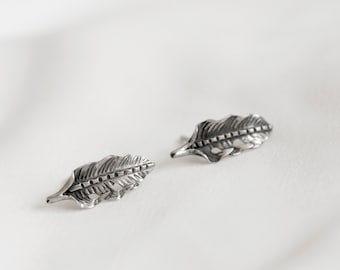 Feather Stud Earrings Handmade with Sterling Silver