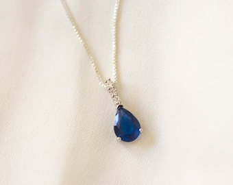 Sapphire Blue CZ Jewelry Set: Earrings, Necklace and Ring