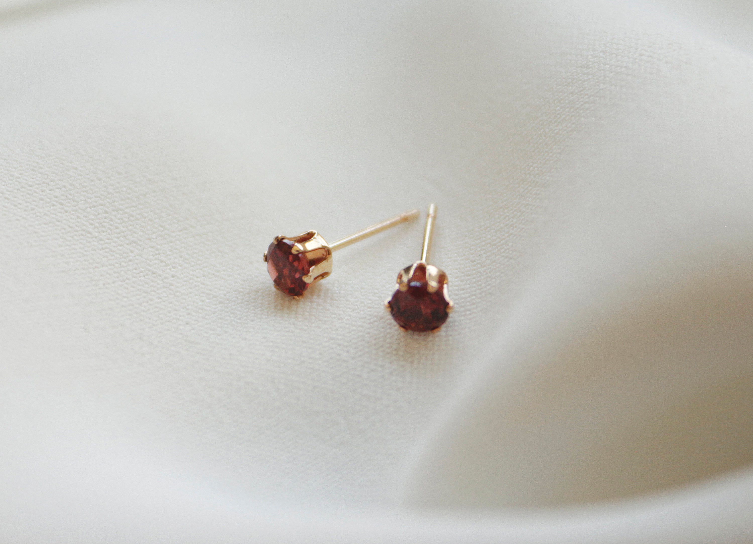 Almandine Garnet Stud Earrings | Real Gemstone Studs | Red Gemstone Studs | Faceted Garnet | Real Garnet | 14k Gold Filled | Sterling Silver