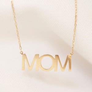 18k Solid Gold MOM Necklace | Solid Gold Name Neklace | Mothers Day Necklace | Real Gold Necklace
