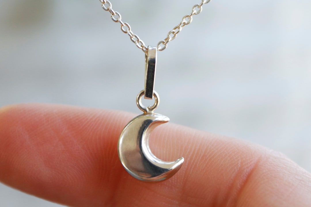 Sterling Silver Crescent Moon Necklace - Etsy