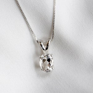 White Topaz Necklace | Real Topaz Necklace | Clear Topaz | Colorless Topaz | Real Gemstone Necklace | Sterling Silver 18&quot; Box Chain