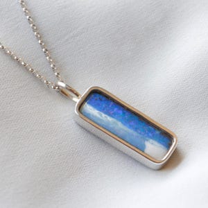 Australian Boulder Opal Necklace in Sterling Silver | &quot;Sky&quot; Opal Pendant | Real Australian Opal