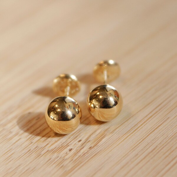 18k Solid Gold Ball Stud Earrings | 18k Gold Ball Earrings | Solid Gold Pebble Studs | 18k Ball Studs