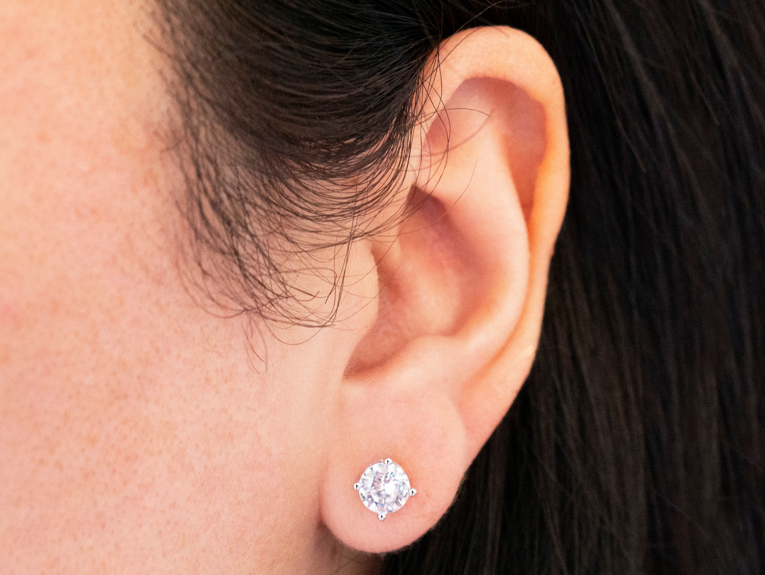 925 Sterling Silver 6mm Heart 3 Prong Basket Set CZ Stud Earrings 925 Sterling Silver 6mm Heart 3 Prong Basket Set CZ Stud Earrings