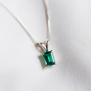 Lab-Created Emerald Necklace: 14k Gold or Sterling Silver