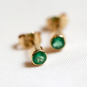 Colombian Emerald Studs set in 18k Gold | Genuine Emerald Earrings | May Birthstone | Real Emerald Stud Earrings