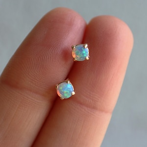 Australisches Crystal Opal Ohrring Set in 585er Gold | Lightning Ridge Opal Ohrstecker | Australischer Feueropal