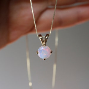 Ethiopian Opal Necklace with 14k Gold Box Chain | Solid Gold Opal Necklace | Natural Opal Necklace | Gold Opal Pendant | Fire Opal Pendant