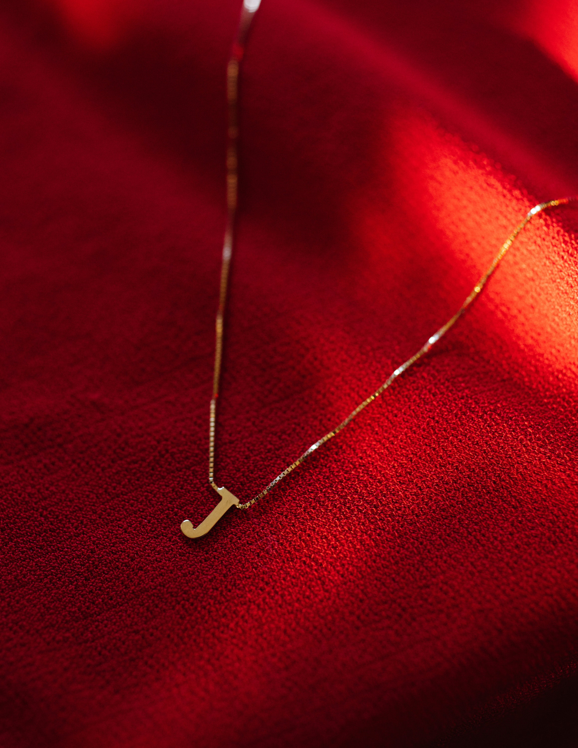 18k Solid Gold Letter Necklace Gold Letter Charm Gold Etsy