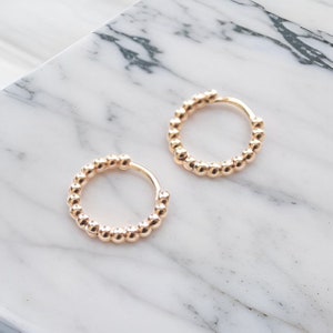 Dotted Hoop Earrings with 14k Gold-Fill | Gold-Filled Bubble Hoops | Beaded Hoop Earrings