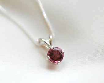 Pink Tourmaline Necklace with Silver 18" Box Chain | Faceted Tourmaline | Real Tourmaline | Small Tourmaline Pendant | Tourmaline Charm