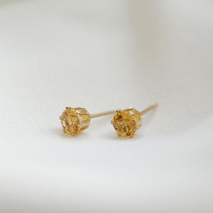 Citrine Earrings set in 14k Gold Filled or Sterling Silver | November Birthstone | Real Citrine Studs | Faceted Citrine | Citrine Quartz