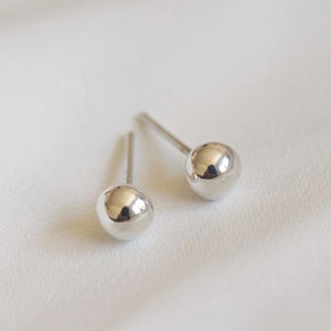 Sterling Silver Ball Stud Earrings | Simple Silver Studs | Pebble Earrings | Sphere Studs | Classic Ball Studs