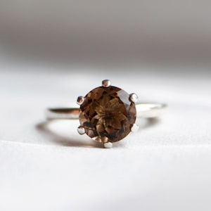 Smoky Quartz Ring set in Sterling Silver | Solitaire Quartz Ring | Smoky Quartz Engagement Ring