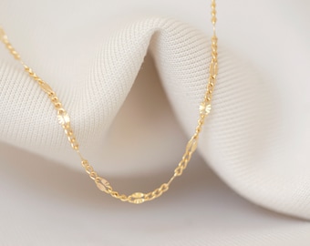 14k Solid Gold Chain for Layering: 18 Inch Necklace
