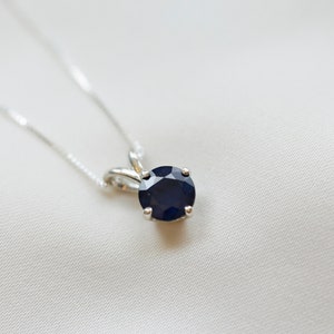 Deep Blue Sapphire Necklace Silver Box Chain Dark Blue Sapphire Real Sapphire September Birthstone Genuine Sapphire Dark Sapphire image 3