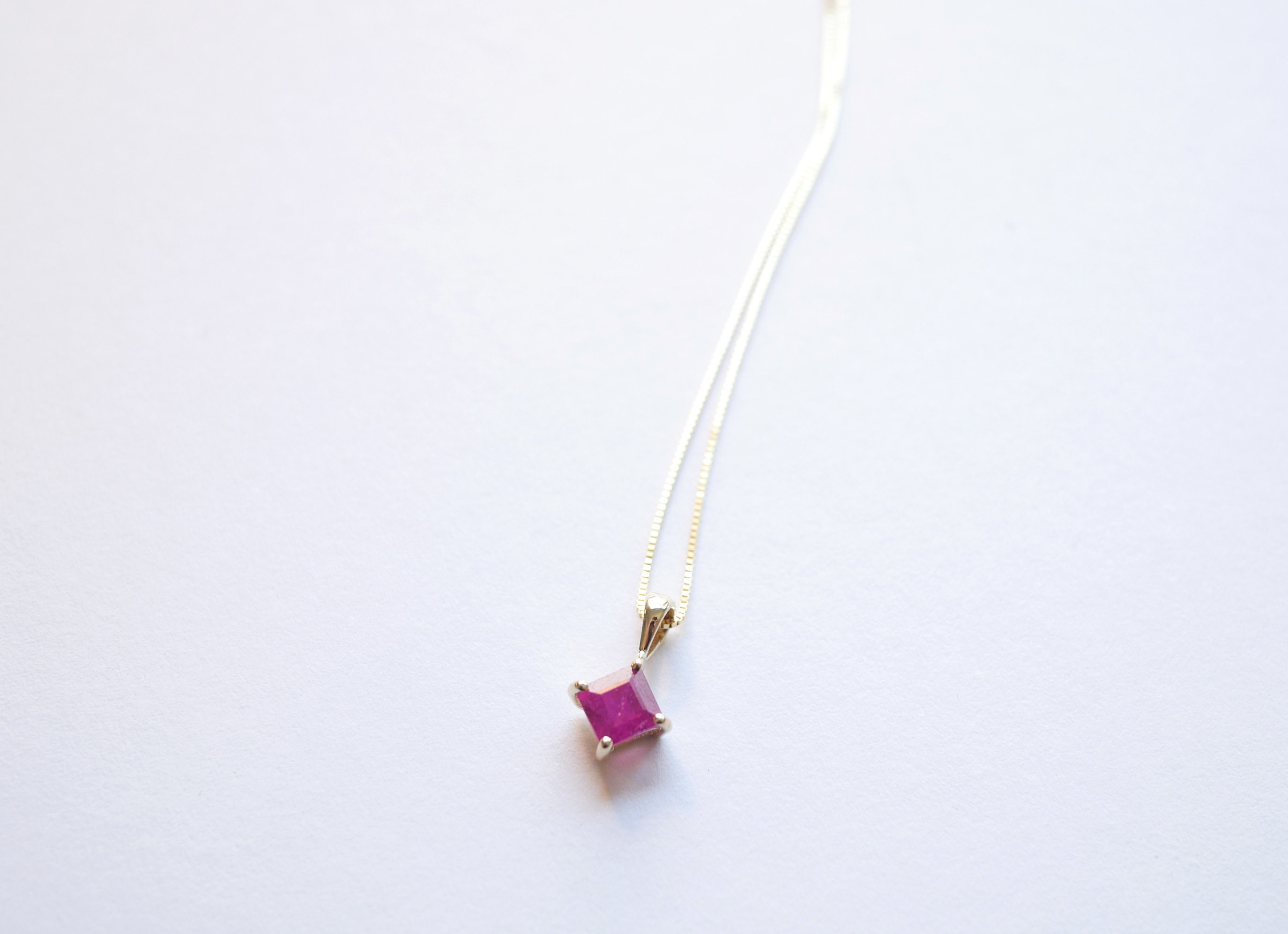 Treated Ruby Necklace With 14k Gold Box Chain Gold Ruby - Etsy