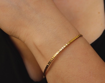 Gold Plated Open Bangle Bracelet | Simple Cuff Bracelet | Dainty Bangle Bracelet | Adjustable Bracelet