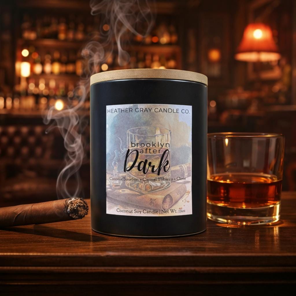 Brooklyn After Dark Candle | Coconut Bourbon & Caramel Tobacco | Wooden  Wick