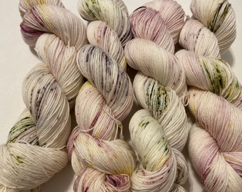 Hand dyed fingering/sock weight yarn, “Heidi’s Garden”